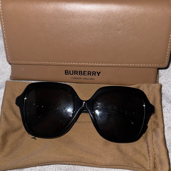 Burberry Black Sunglasses with Tan Case Burberry Oversize Tinted Sunglasses - Black Sunglasses  main image 3
